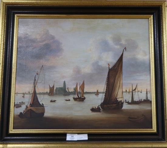 Continental School, oil on canvas, 17th century Flemish coastal scene, 45 x 54cm